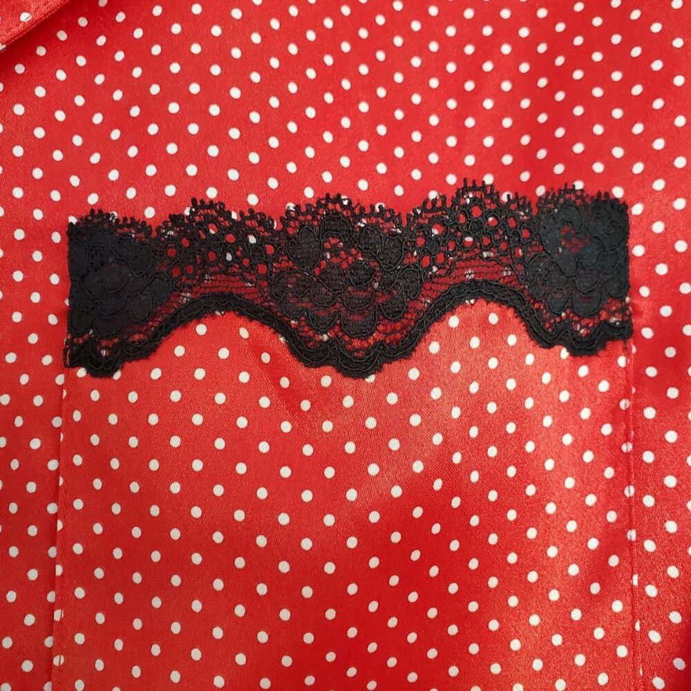 Morgan Taylor Intimates Bright Red Silky Robe. Size M - Picture 3 of 9